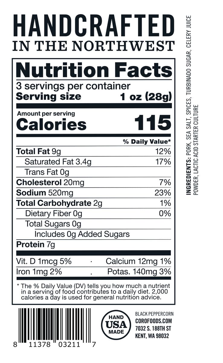 Black Peppercorn Salami Sliced Pack Coro Foods