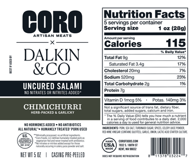 Coro x Dalkin&Co Chimichurri Salami 5oz Piccolo